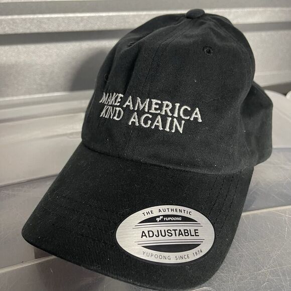 NWOT La La Land **Make America Kind Again ** BLACK Hat Cap Adjustable Back - Picture 2 of 4